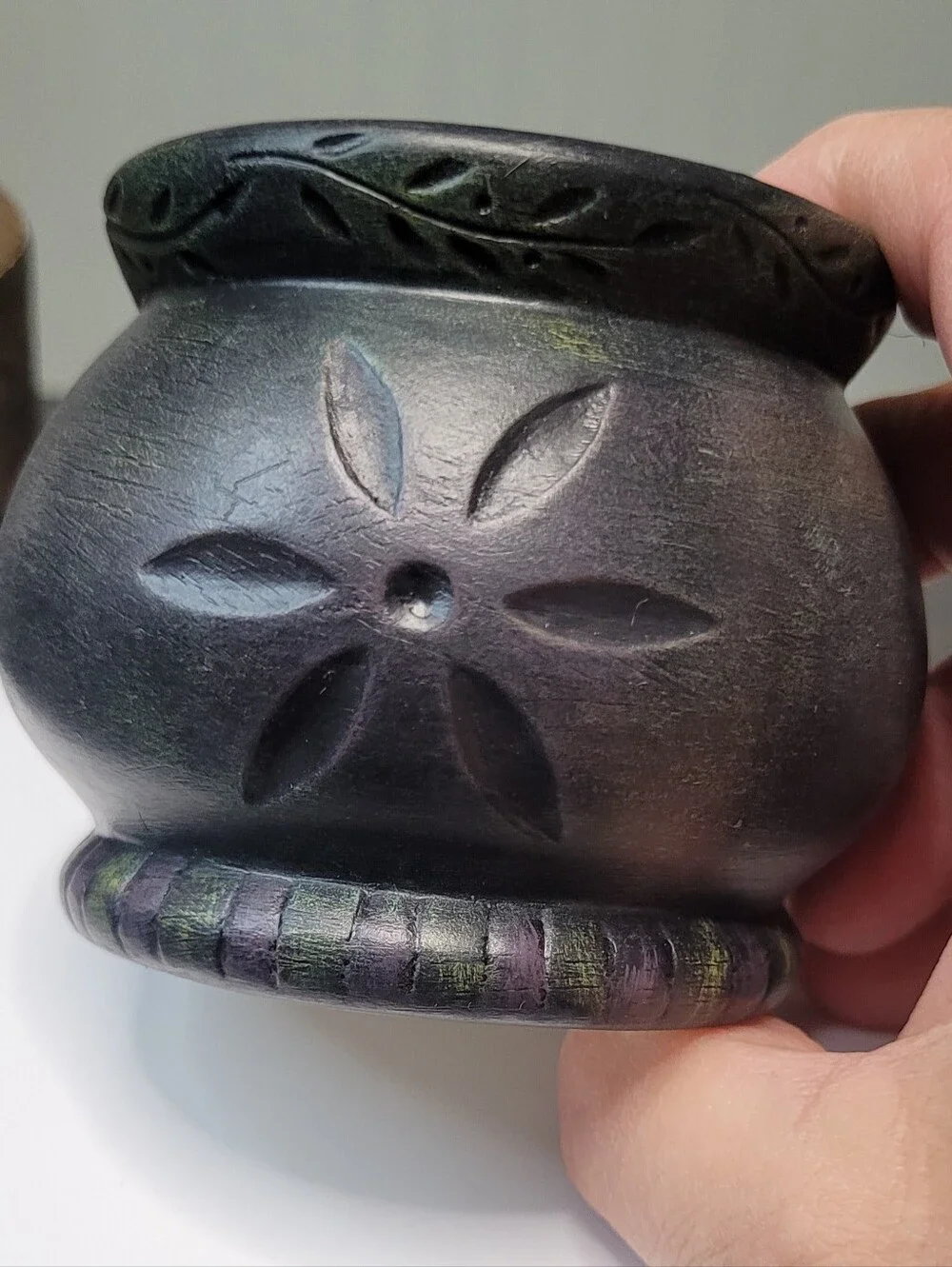 VTG 2001 Lang Primitives Crock Votive Holder Ellen Stouffer Primitive Floral
